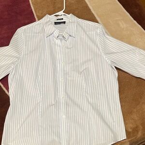Jones New York White Striped Button Down Shirt
